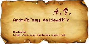 Andrássy Valdemár névjegykártya